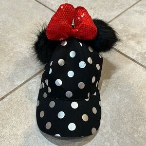 NWT! Disney Parks Sassy Minnie Ears Sequin Bow Baseball Hat Headband